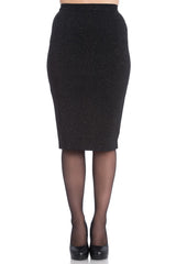 Nebula Black Glittery Pencil Skirt - Hell Bunny (Last Available)