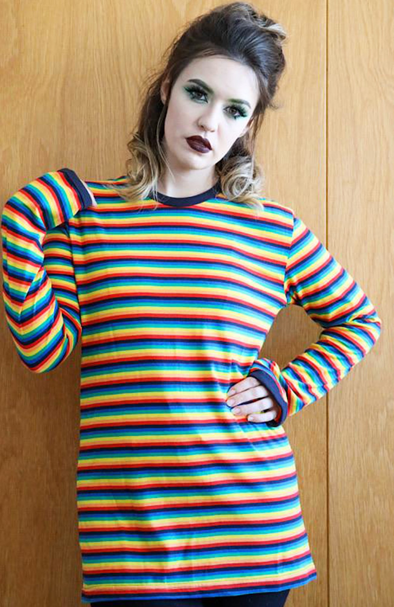 Long Sleeved Rainbow Brights Striped T-Shirt - Run & Fly