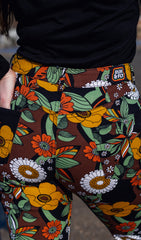 70's Brown Floral Flare High Waisted Jeans - Run & Fly