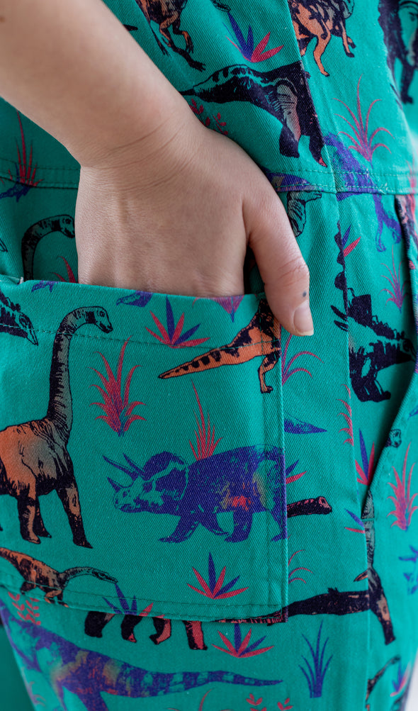Jade Adventure Dinosaur Twill Dungarees - Run & Fly