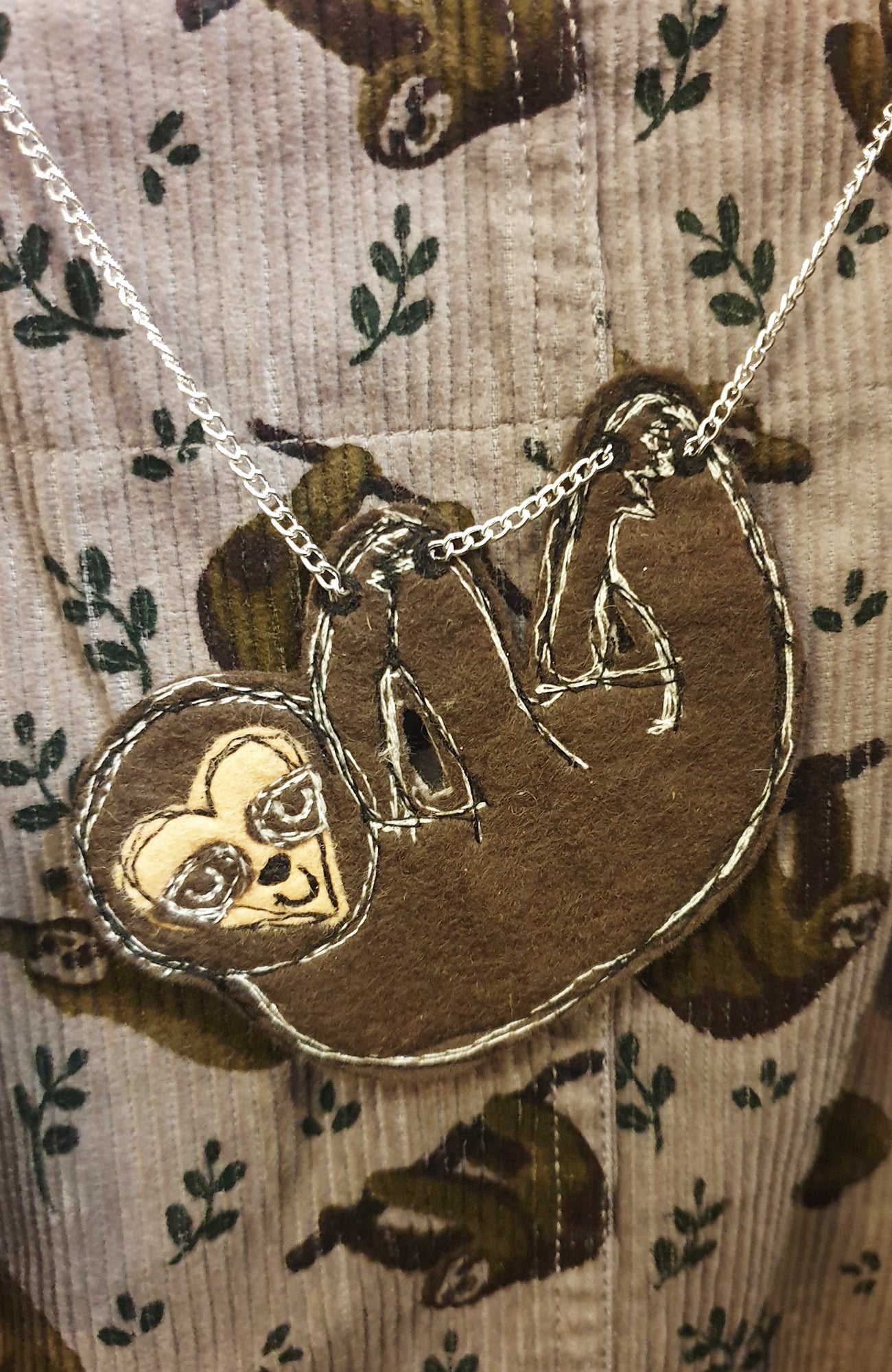Sloth Felt Necklace - Bumblebee Design Treasures