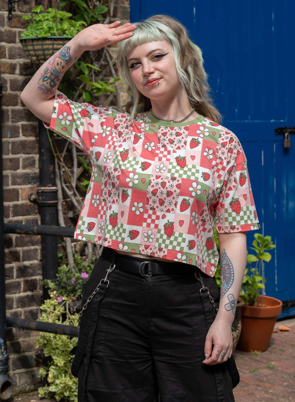 Strawberry Picnic Cropped Boxy Tee - Rebel Romance
