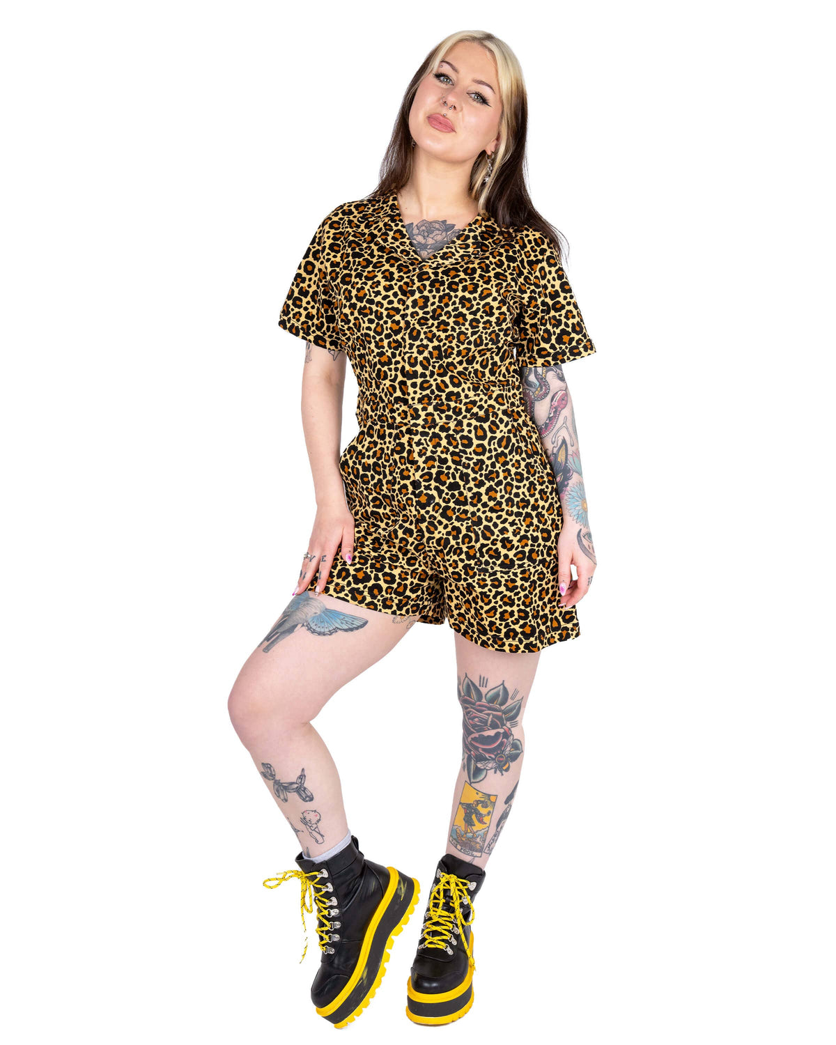 Classic Leopard Shorts Playsuit - Rebel Romance
