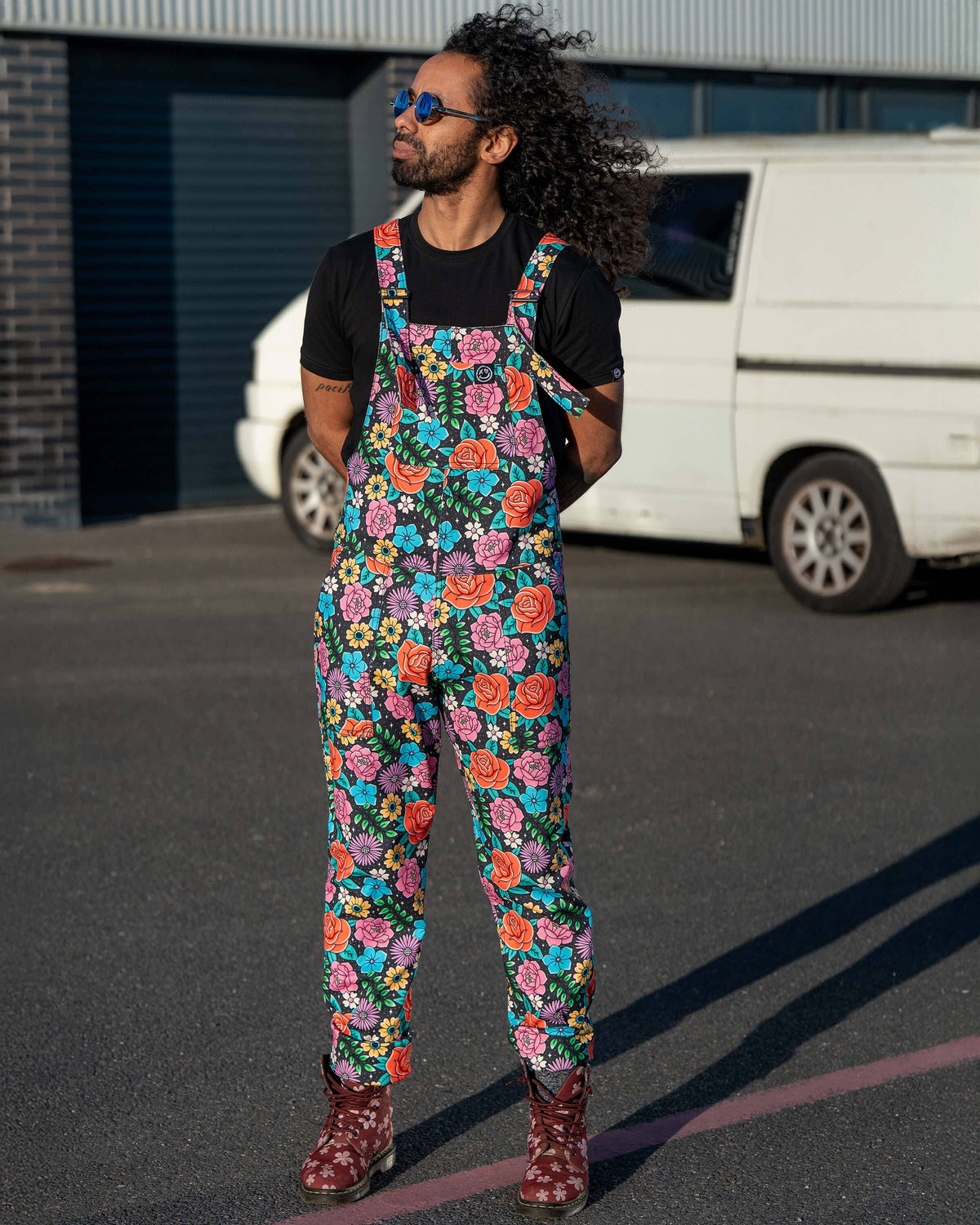 Tattoo Floral Stretch Dungarees - Rebel Romance