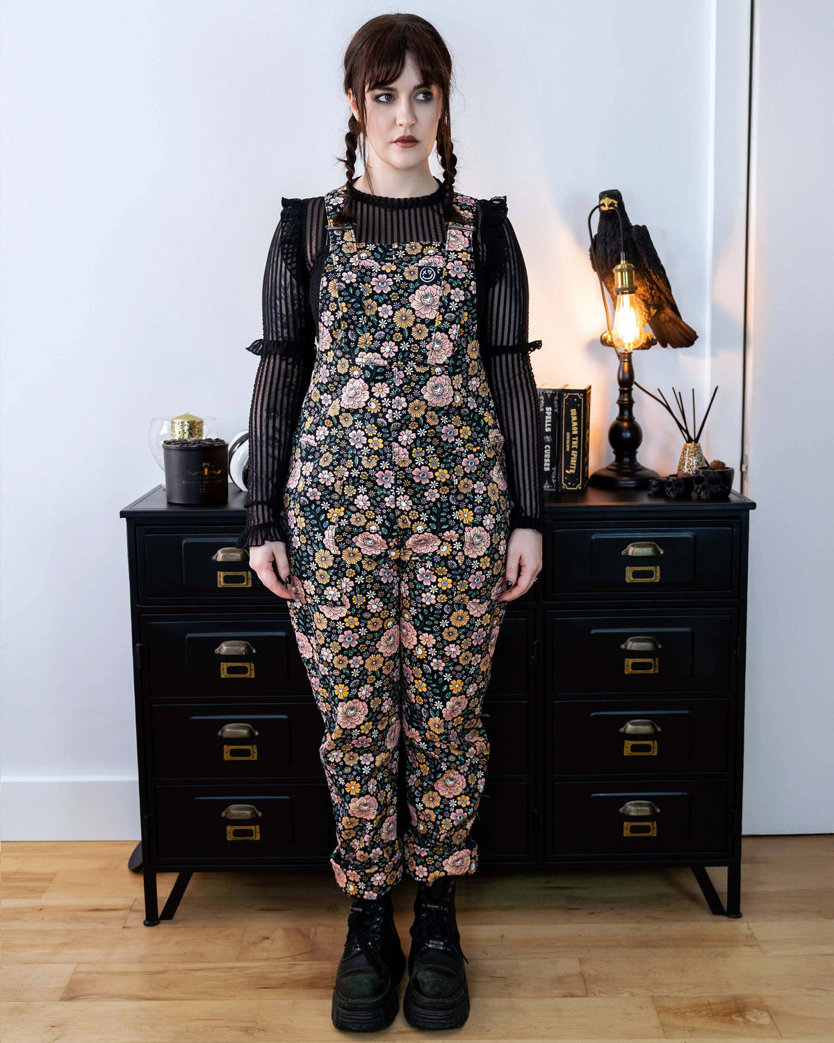 Rebel Romance Eye Spy Floral Stretch Dungarees