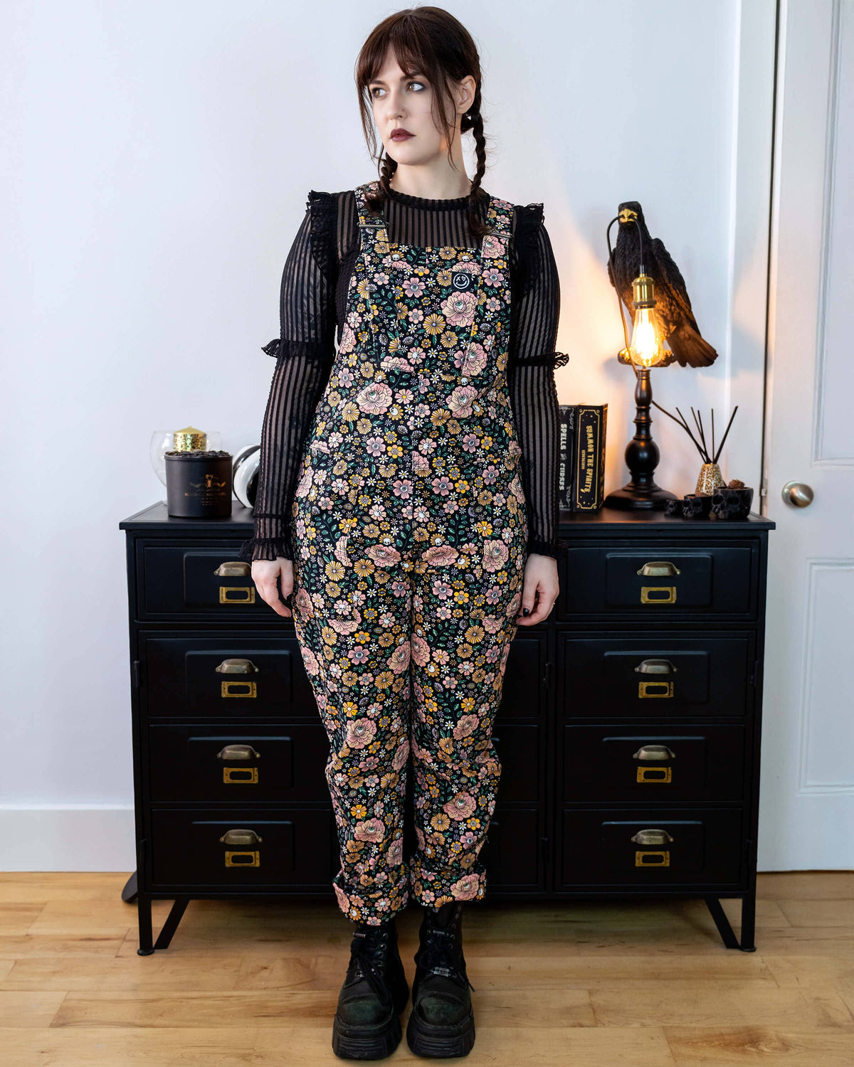 Rebel Romance Eye Spy Floral Stretch Dungarees