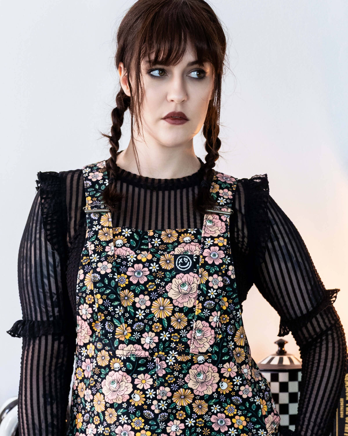 Rebel Romance Eye Spy Floral Stretch Dungarees