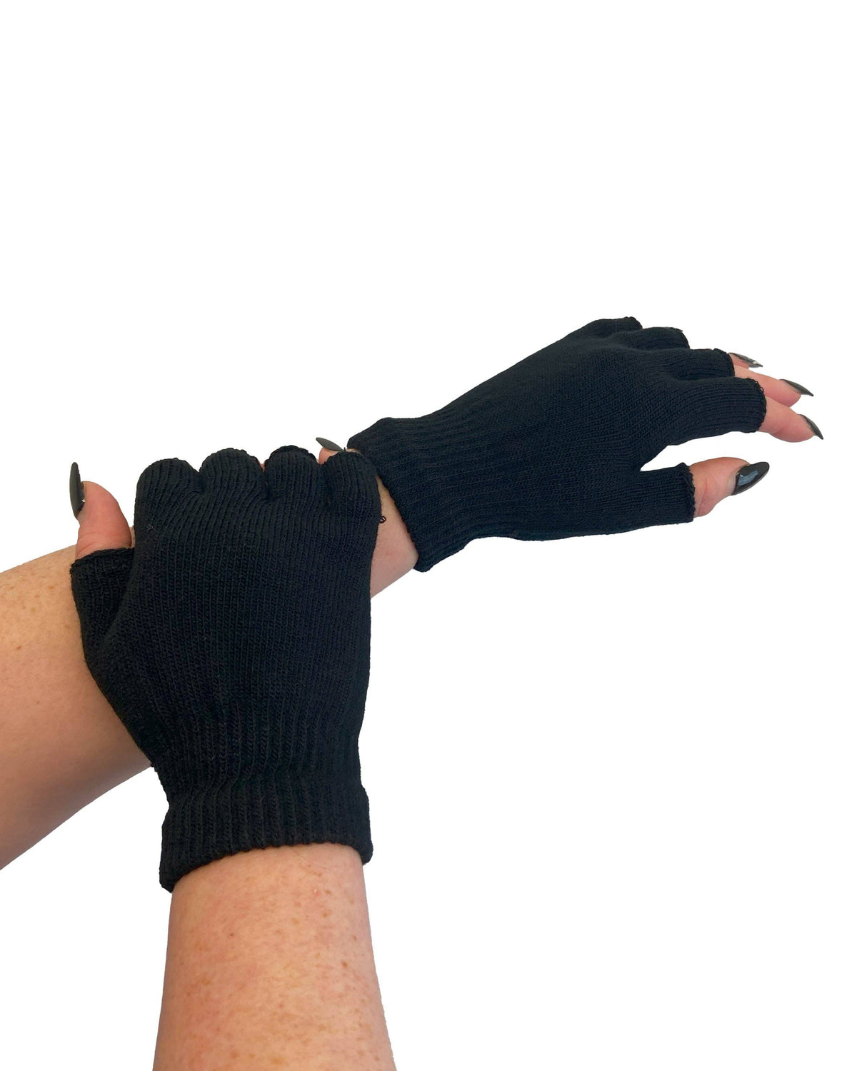 Knitted Black Fingerless Gloves
