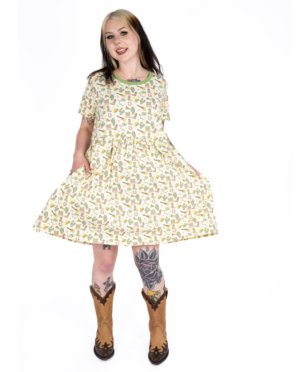 Rebel Romance x Yasmin Cousins Cowboy Stretch Smock Dress