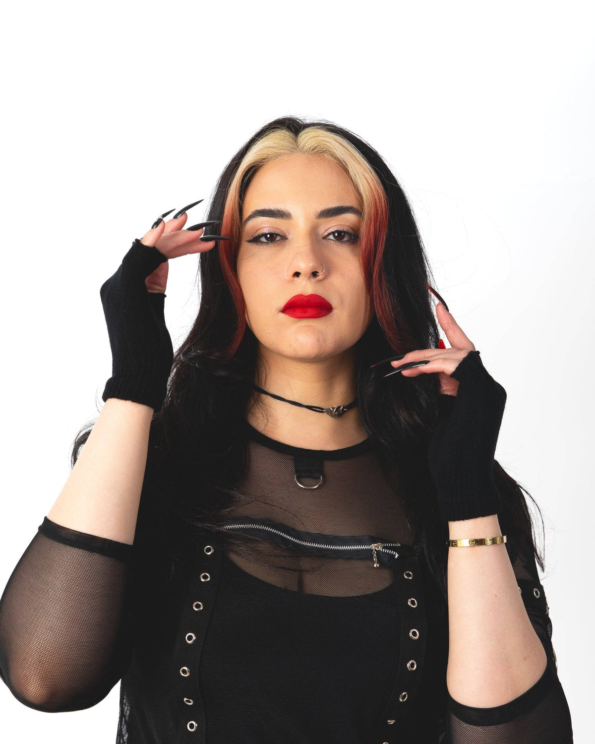 Knitted Black Fingerless Gloves