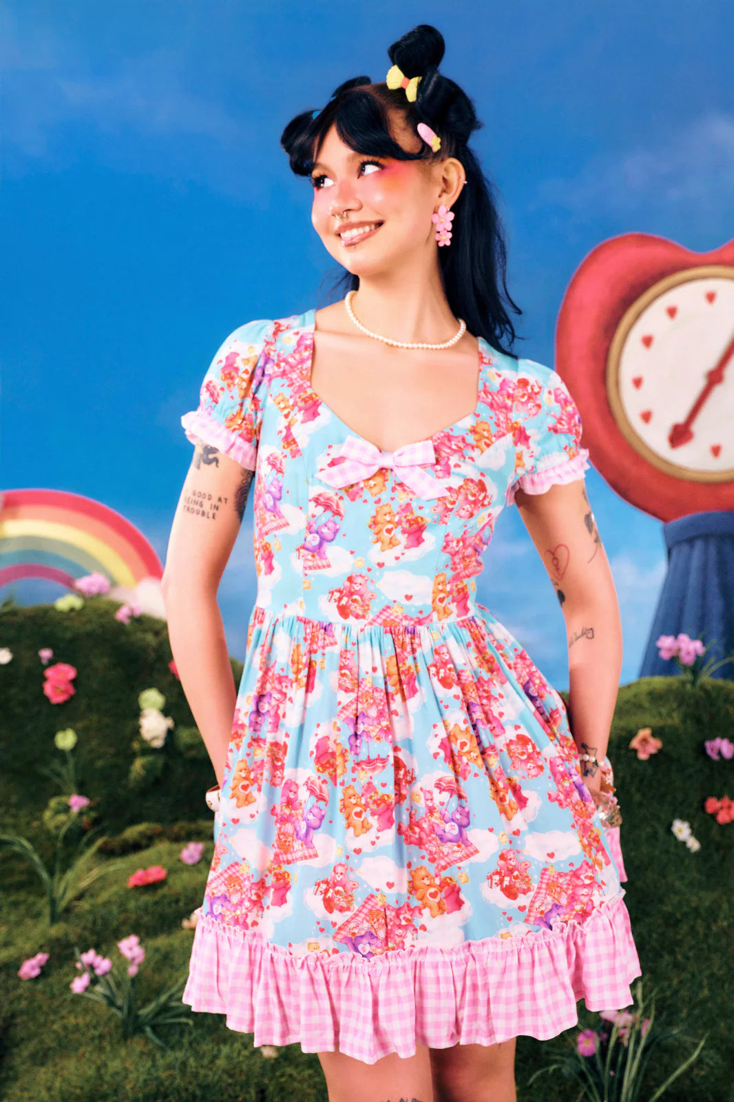 Picnic Bear Care Bears Official Mini Dress - Hell Bunny
