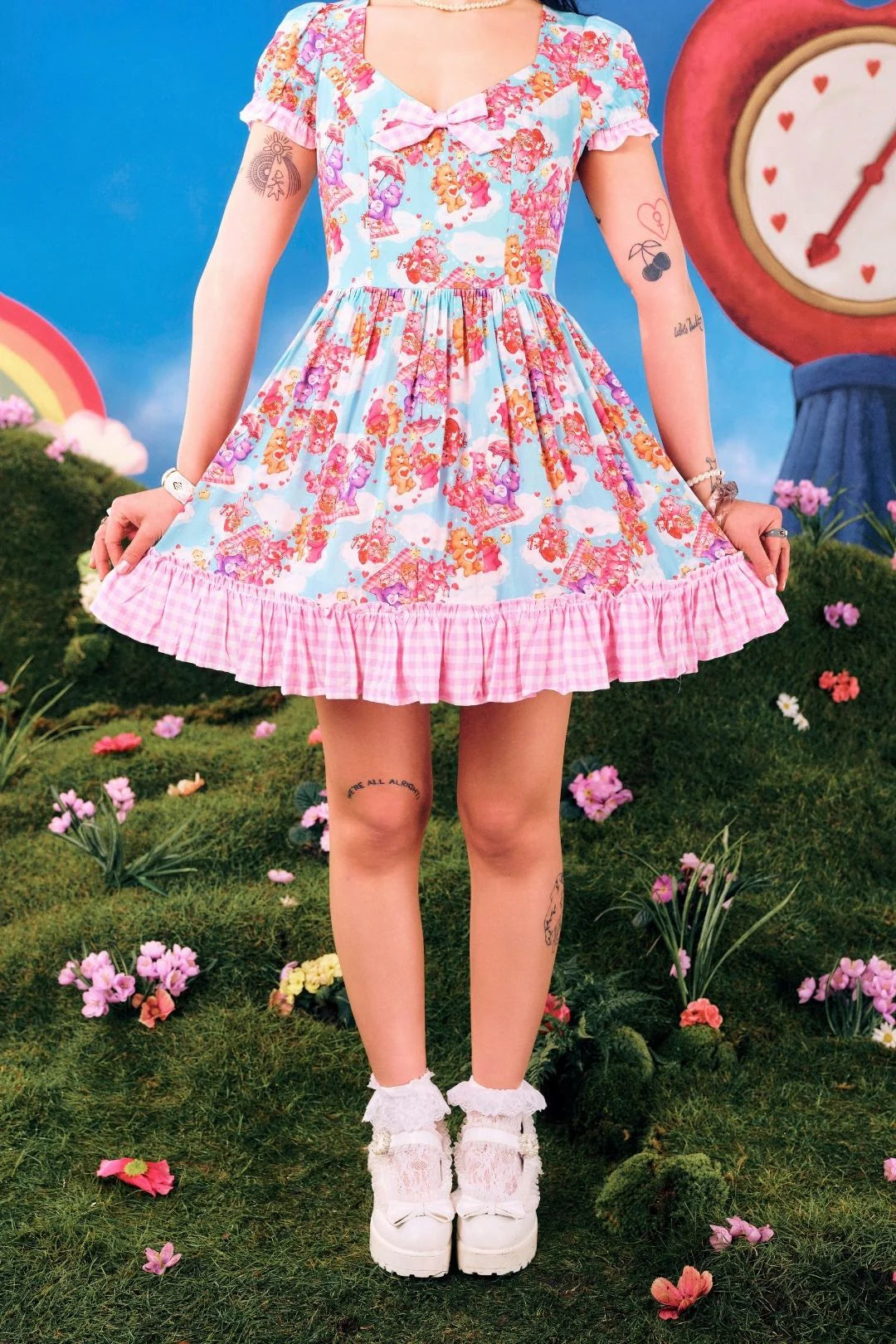 Picnic Bear Care Bears Official Mini Dress - Hell Bunny