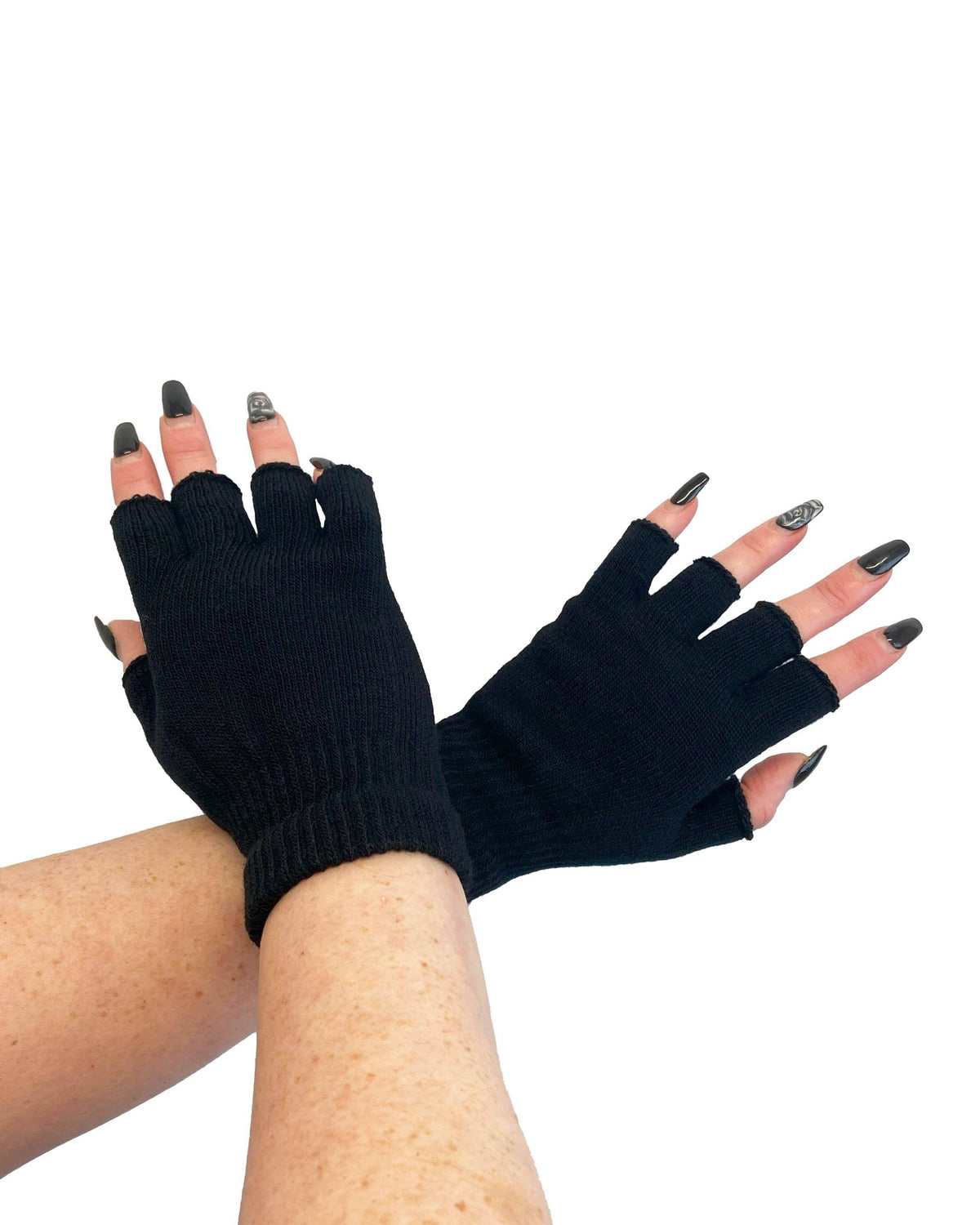 Knitted Black Fingerless Gloves