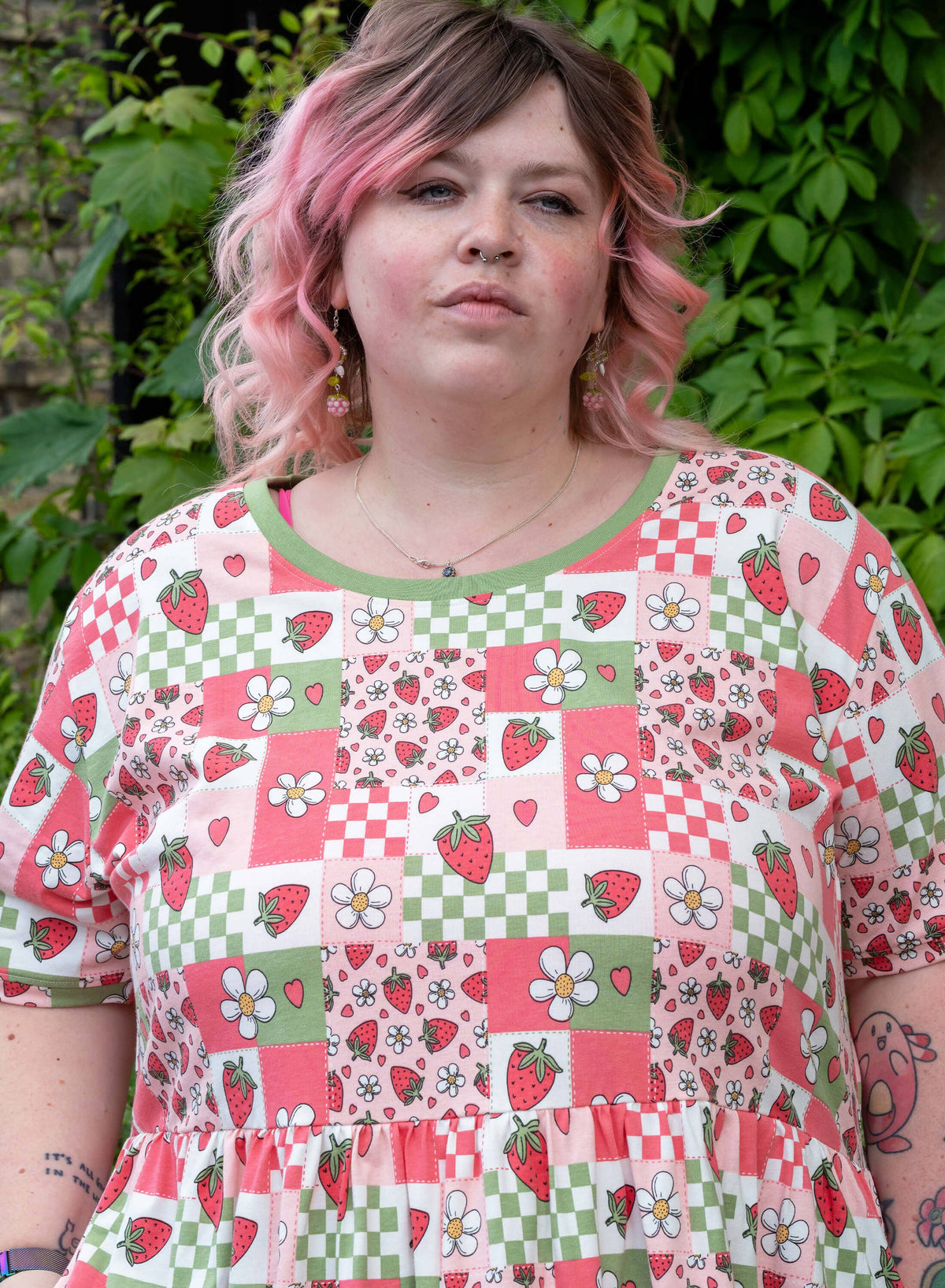 Strawberry Picnic Stretch Smock Dress - Rebel Romance