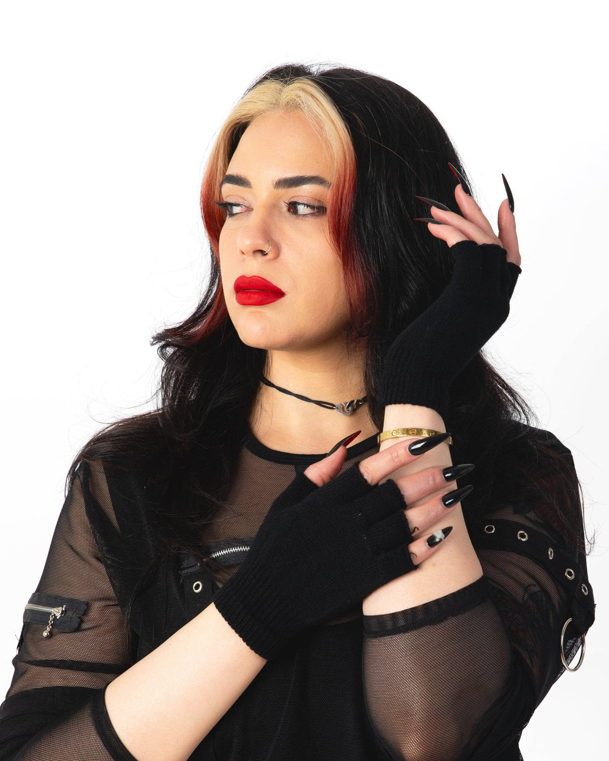 Knitted Black Fingerless Gloves