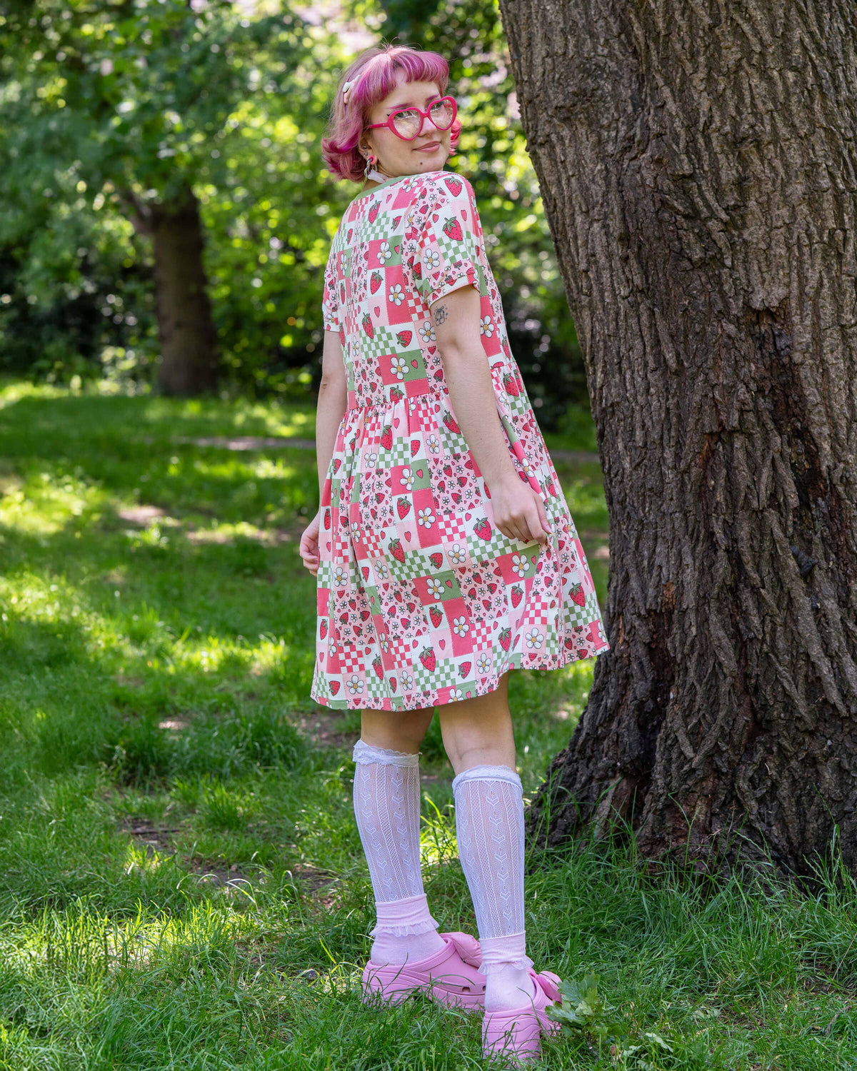 Strawberry Picnic Stretch Smock Dress - Rebel Romance