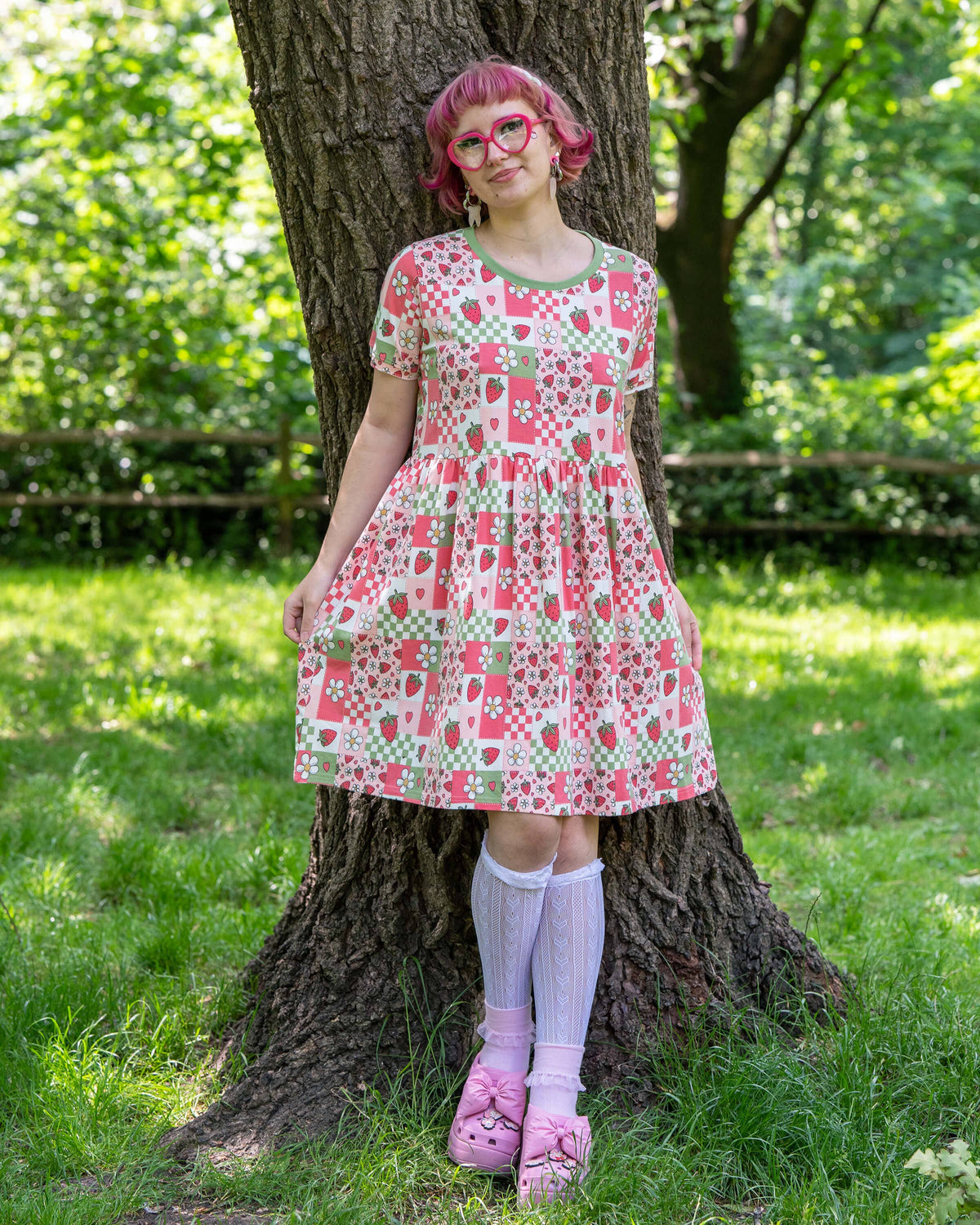 Strawberry Picnic Stretch Smock Dress - Rebel Romance
