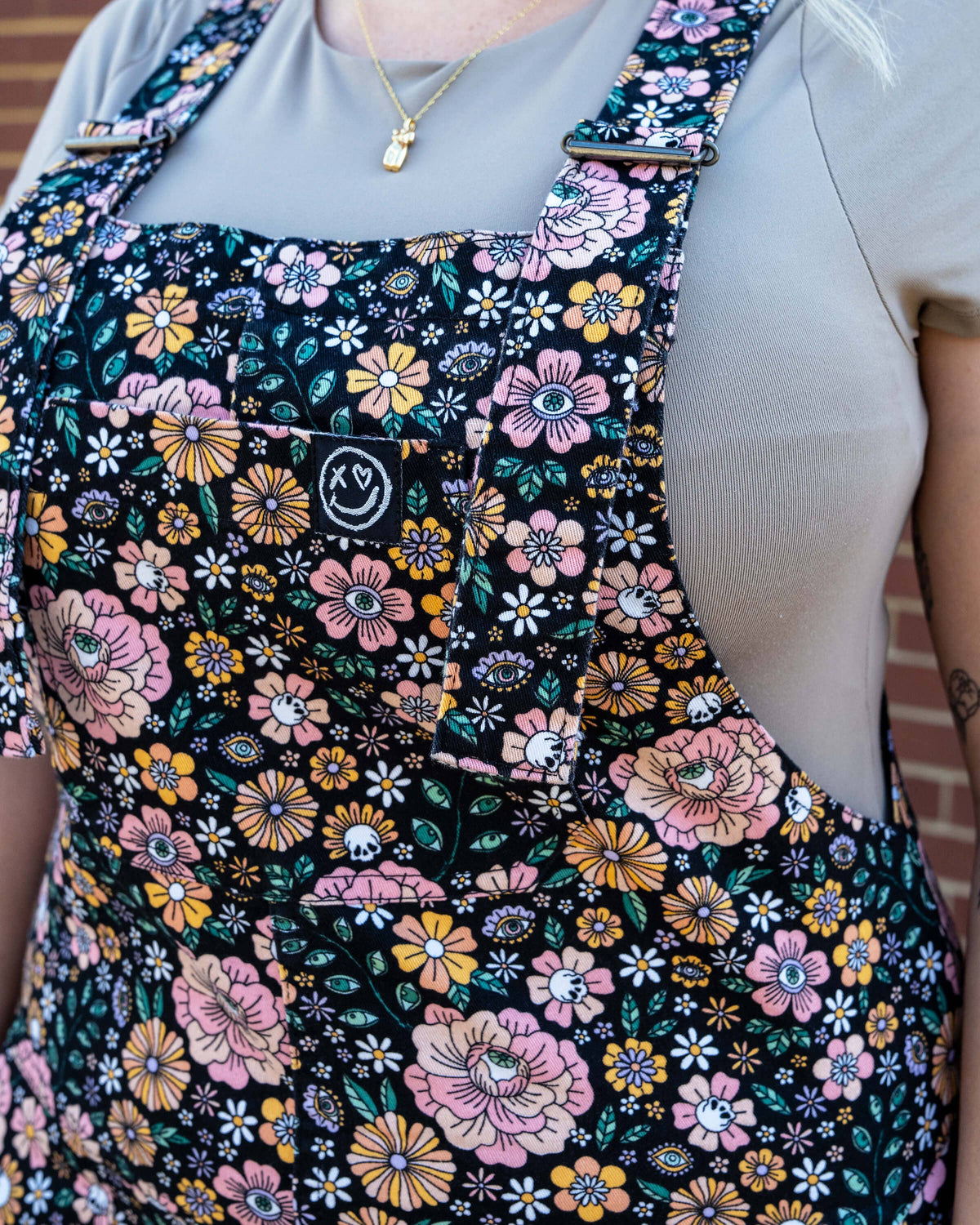 Rebel Romance Eye Spy Floral Stretch Dungarees