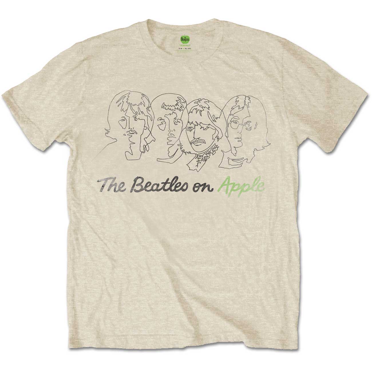 The Beatles Outline Faces on Apple T-Shirt