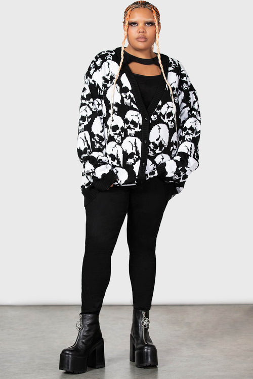 Bone Idle Skull Knitted Cardigan - Killstar