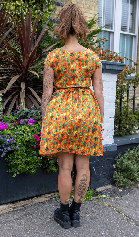 Orange Cactus Tea Dress - Run & Fly