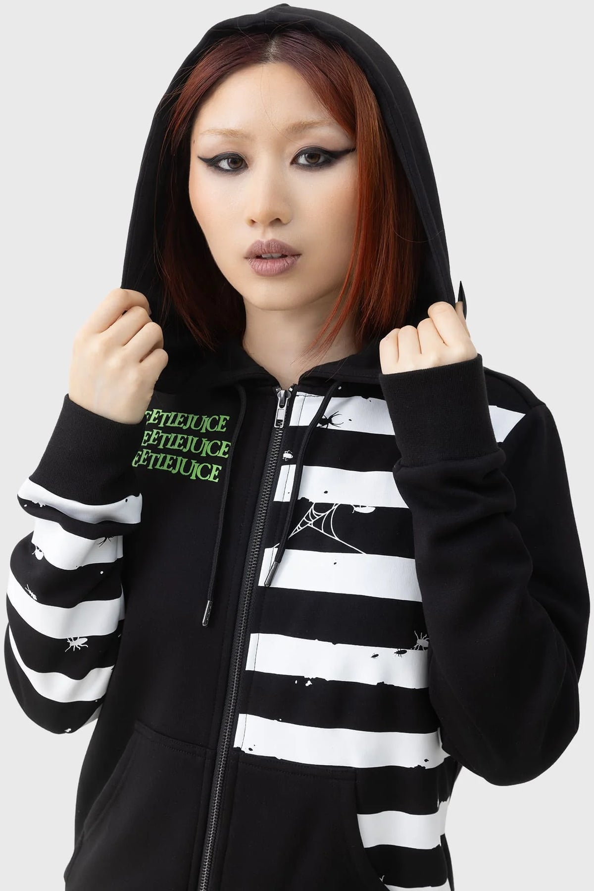 Distressed Stripe Hoodie - Killstar x Beetlejuice [Last Available]