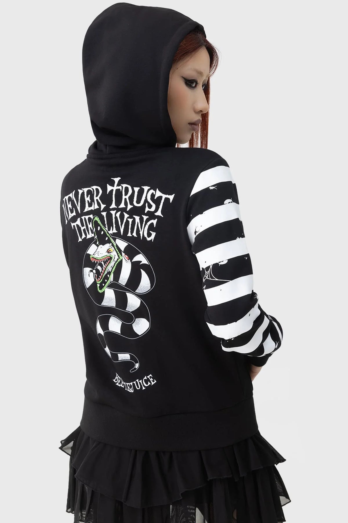 Distressed Stripe Hoodie - Killstar x Beetlejuice [Last Available]