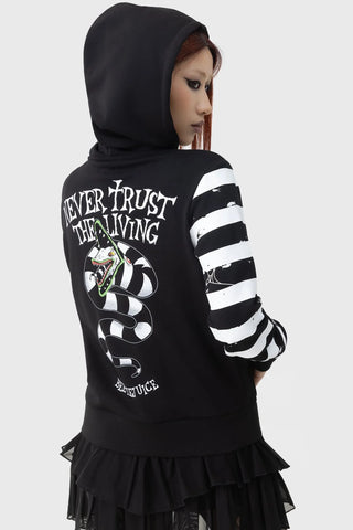 Distressed Stripe Hoodie - Killstar x Beetlejuice