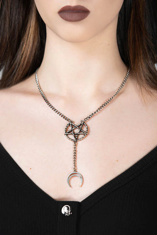 Pentagram Moon Drop Choker Necklace - Killstar