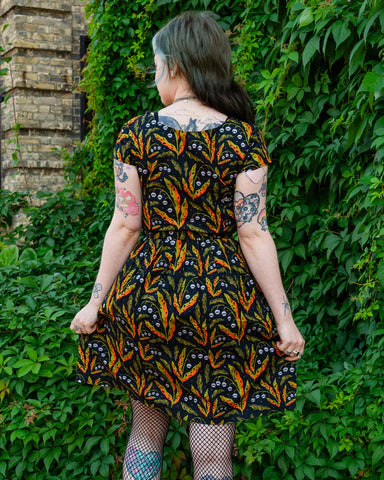 Poison and Plants Stretch Belted Tea Dress with Pockets - Run & Fly x Clare Lewis