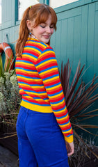 Rainbow Primary Colours Striped Cropped Jumper - Run & Fly