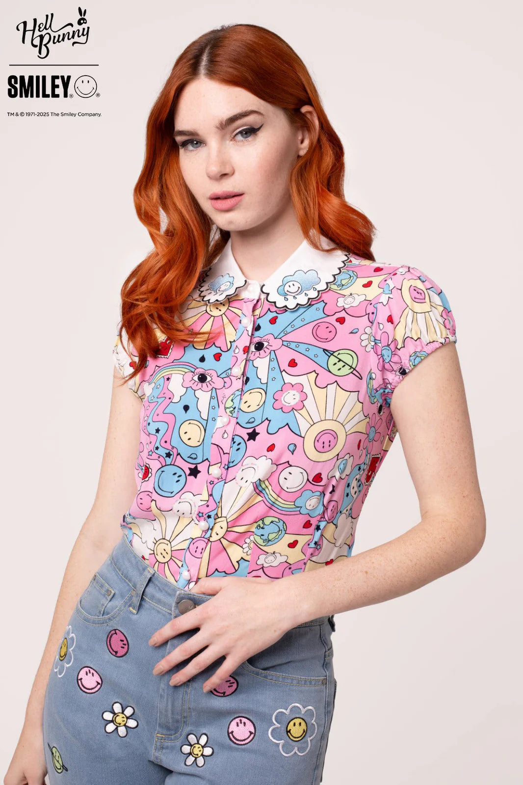 Loulou Smiley Dopamine Blouse Shirt - Hell Bunny