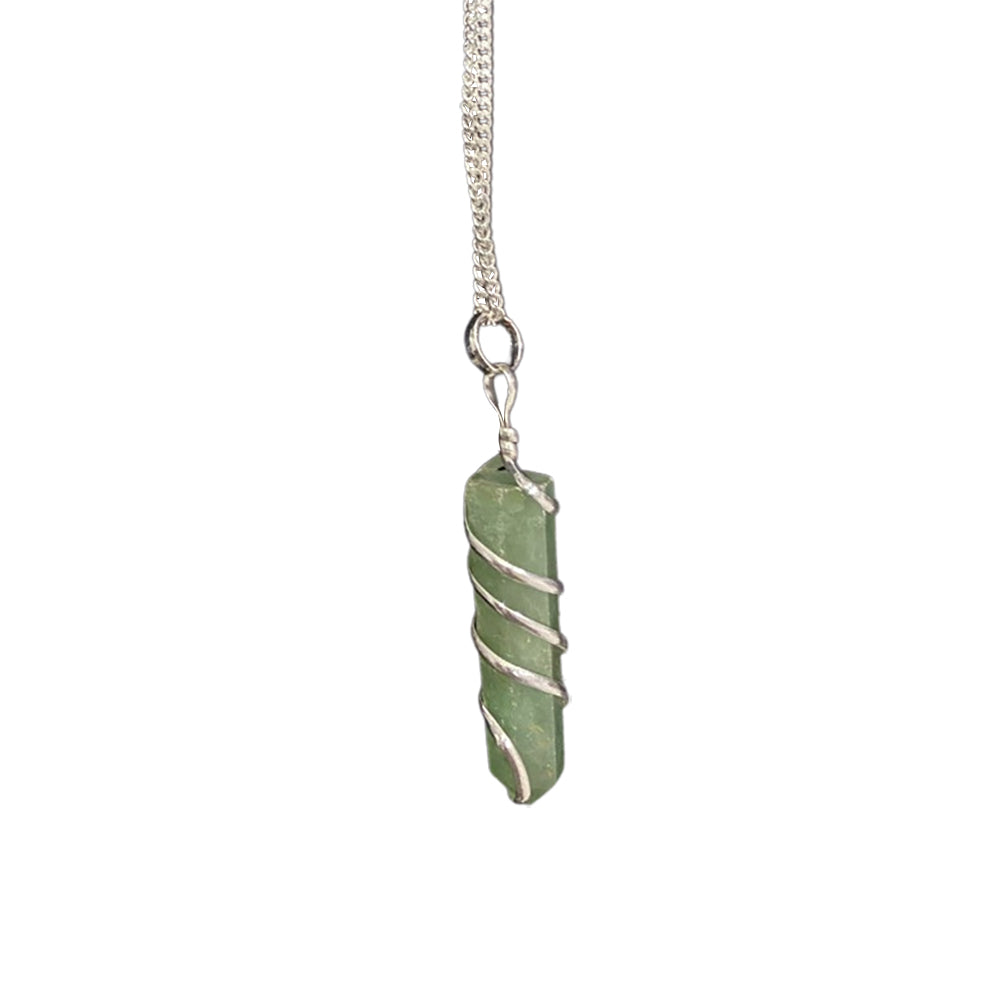 Green Aventurine Wire Wrapped Pencil Pendant