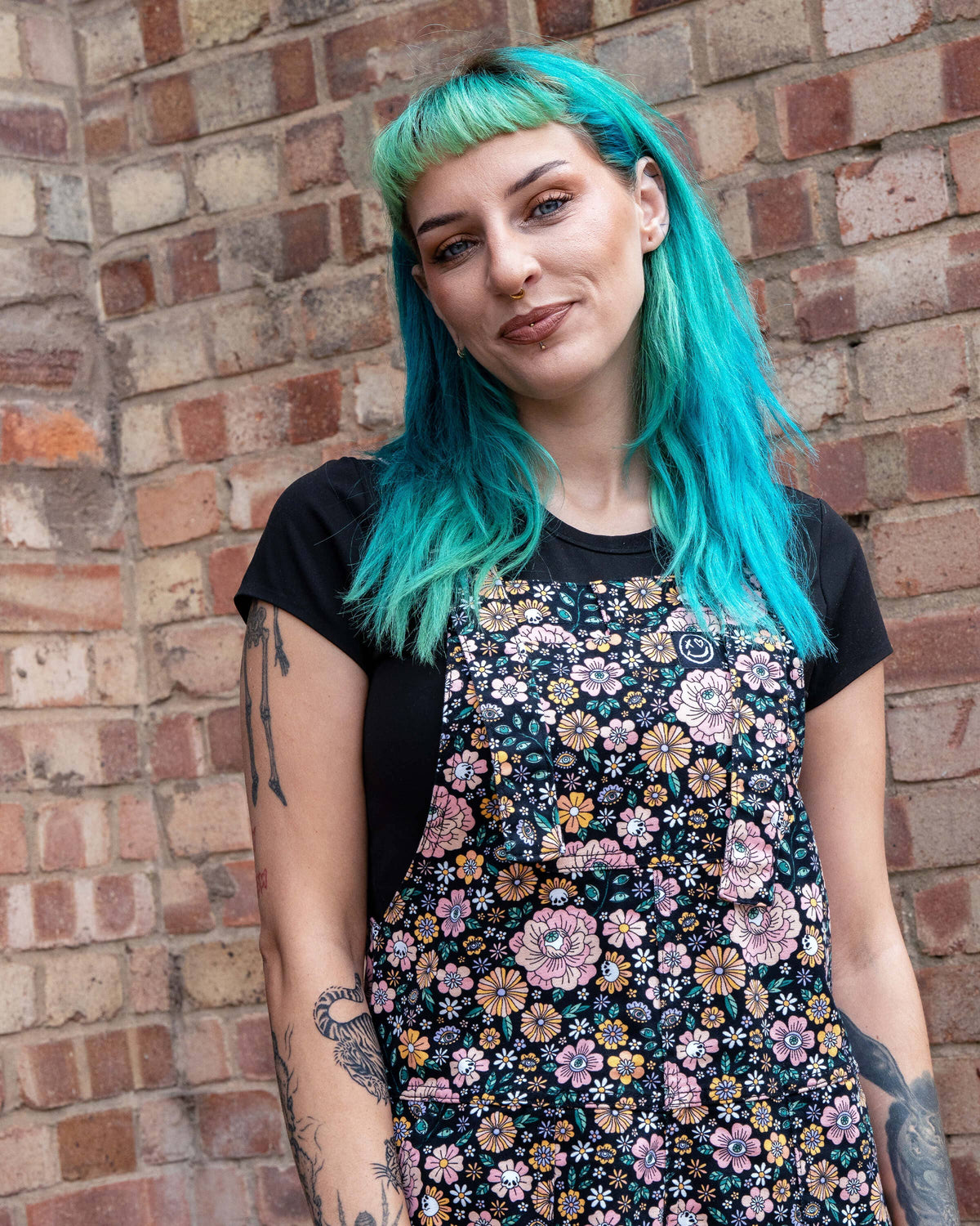 Rebel Romance Eye Spy Floral Stretch Dungarees