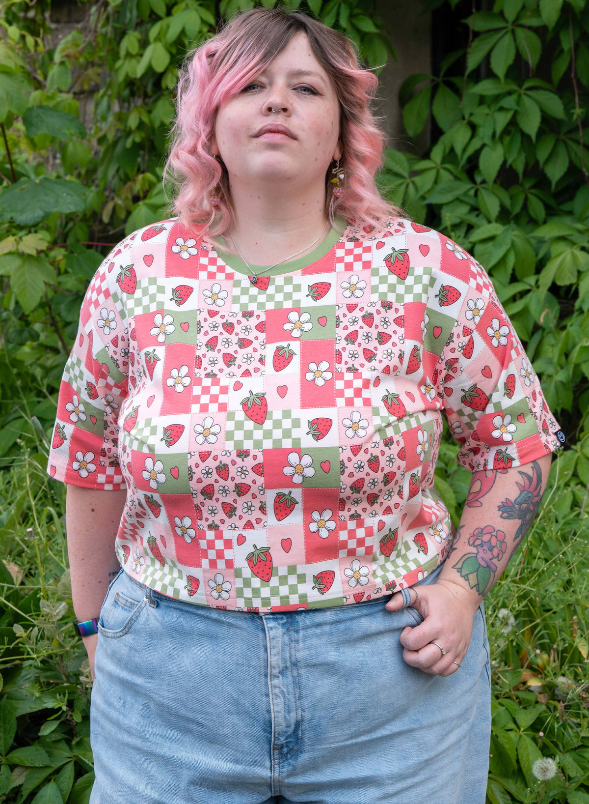 Strawberry Picnic Cropped Boxy Tee - Rebel Romance