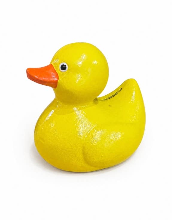 Cast Iron Yellow Duck Coin Bank