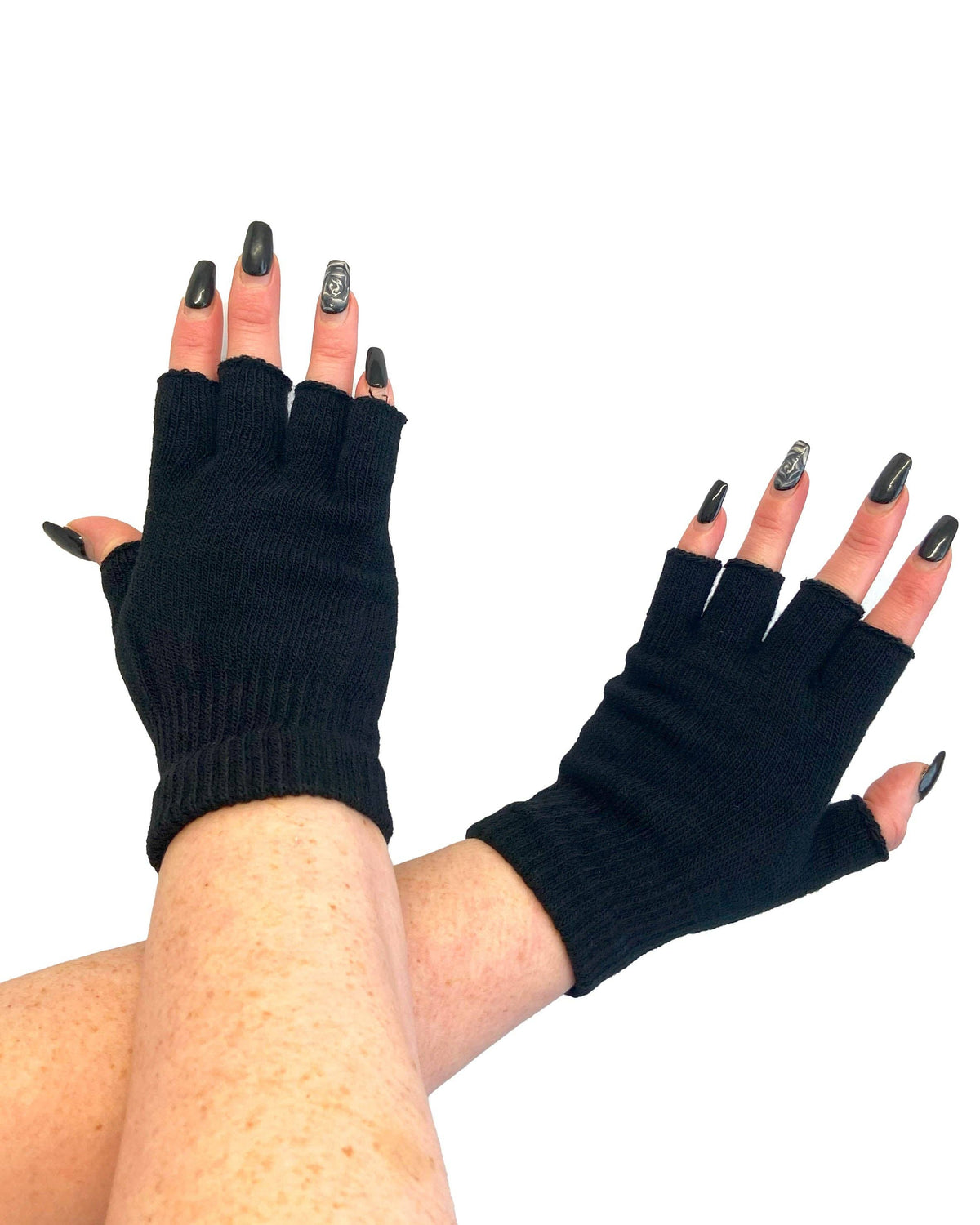 Knitted Black Fingerless Gloves