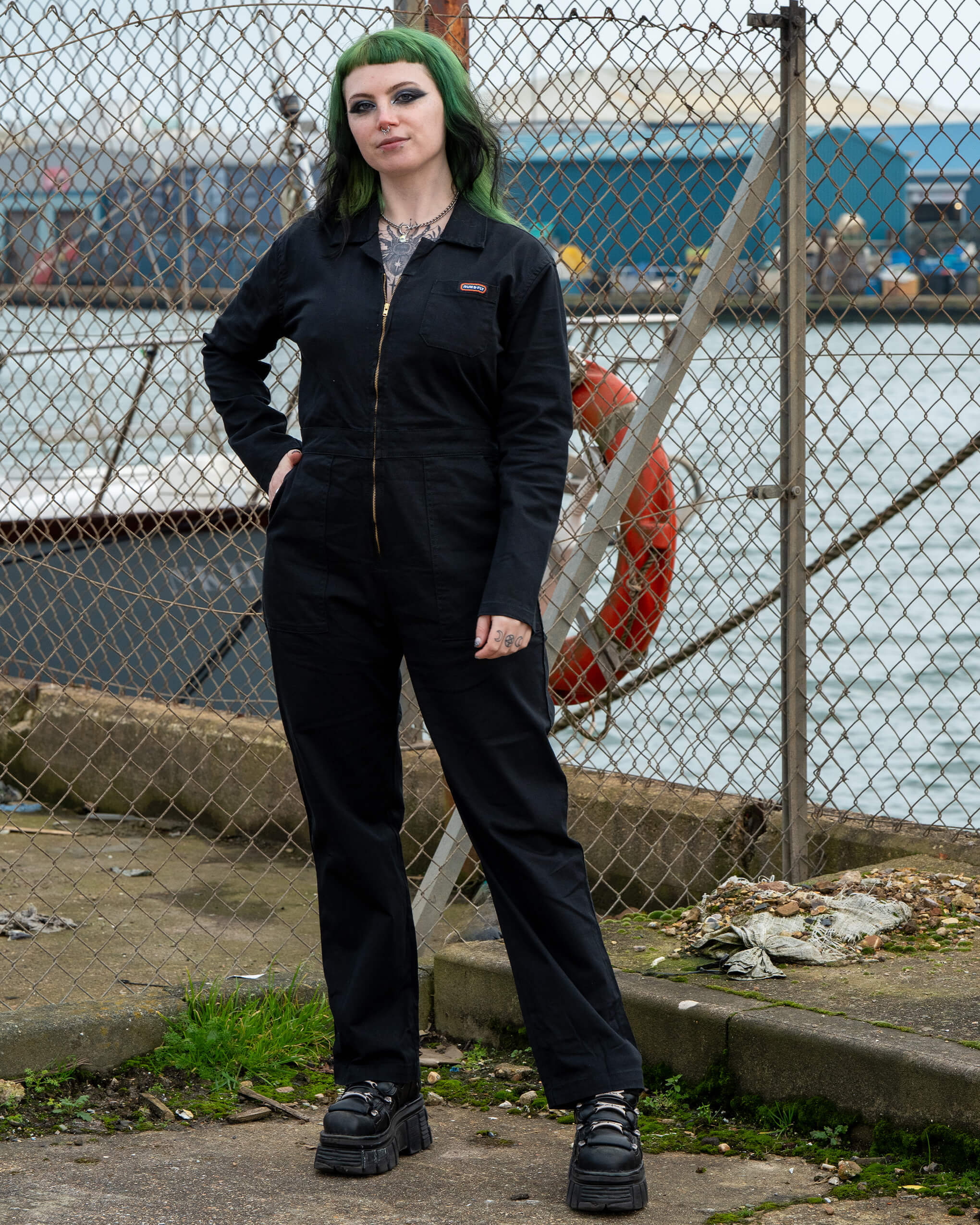 Black Stretch Twill Boiler Suit - Run & Fly