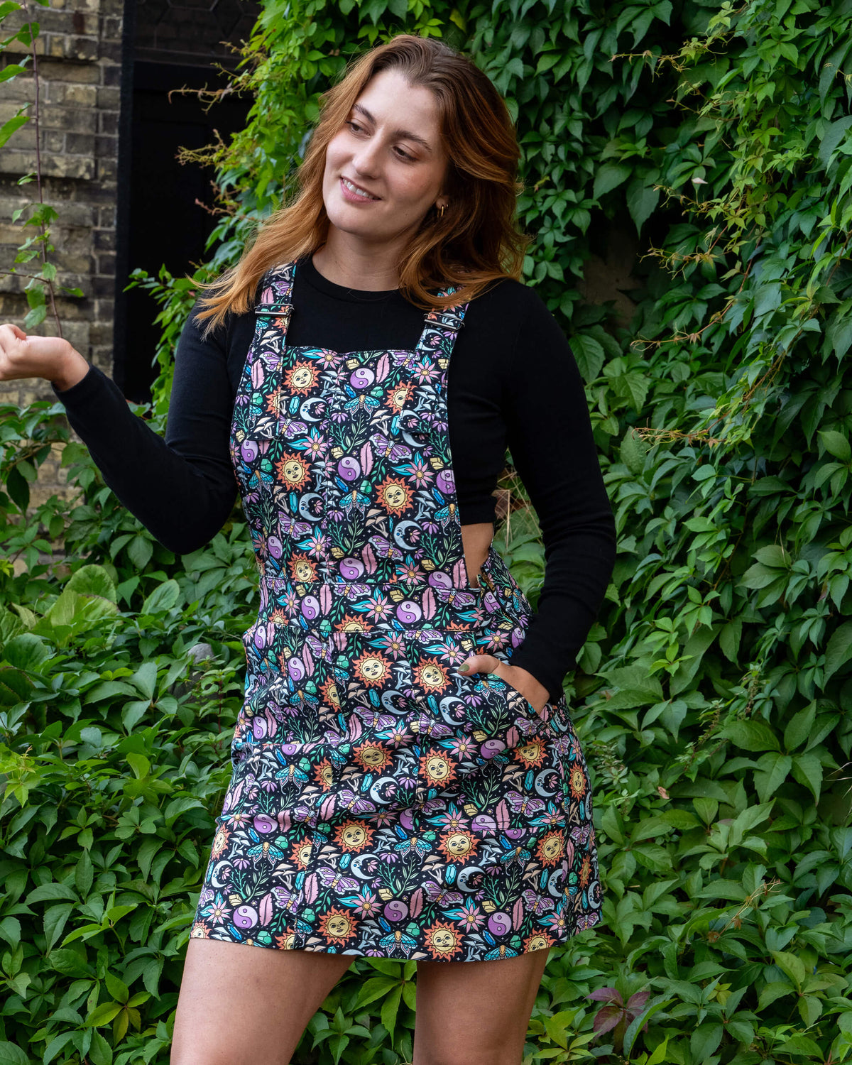 Boho Summer Stretch Twill Pinafore Dress