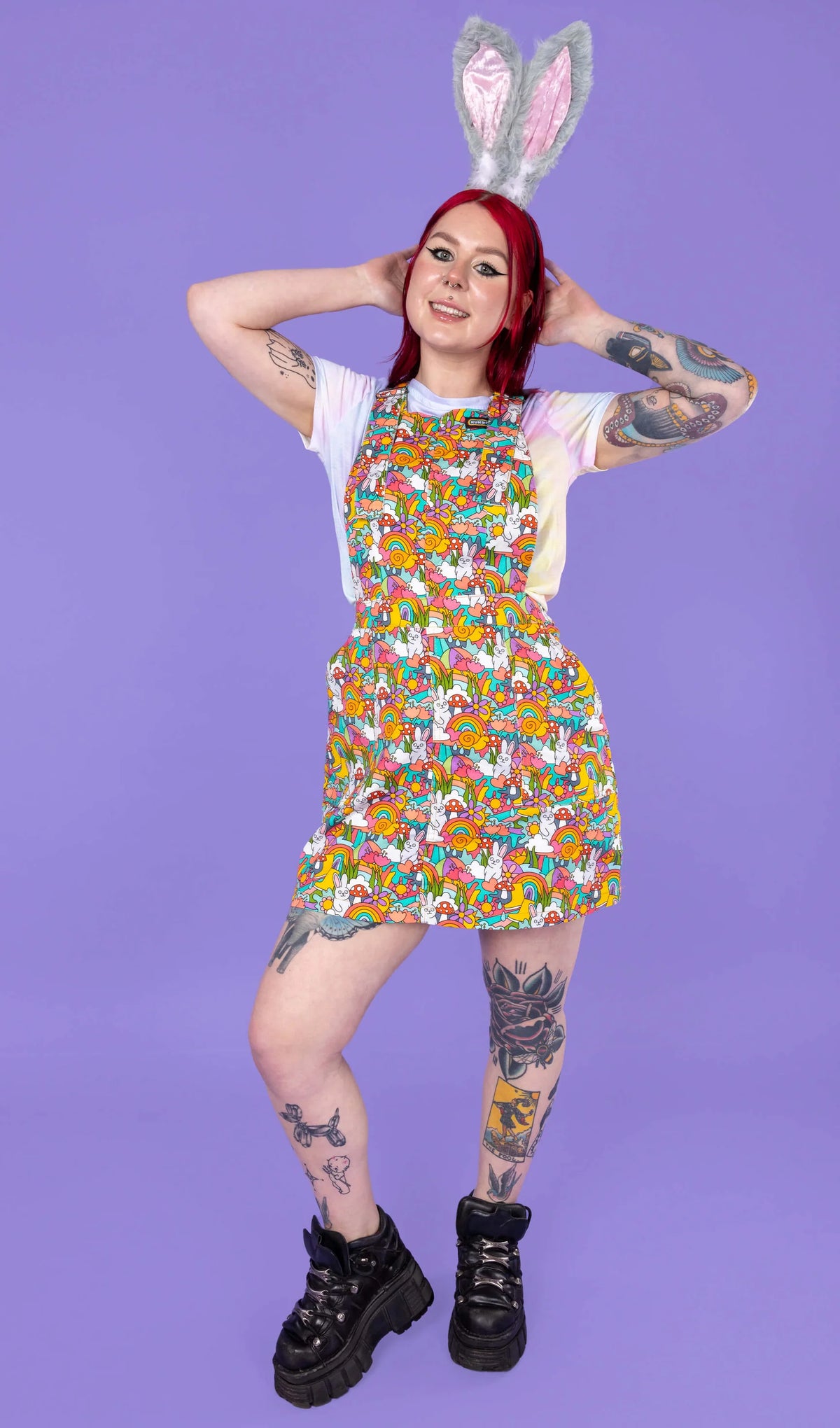 Some Bunny Loves You Stretch Twill Pinafore Dress - Run & Fly