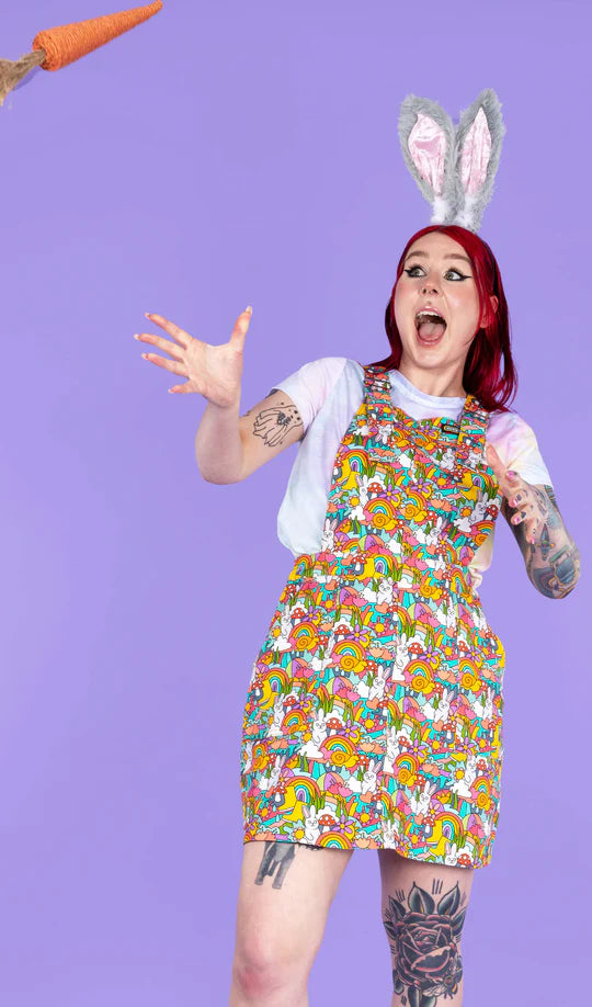 Some Bunny Loves You Stretch Twill Pinafore Dress - Run & Fly