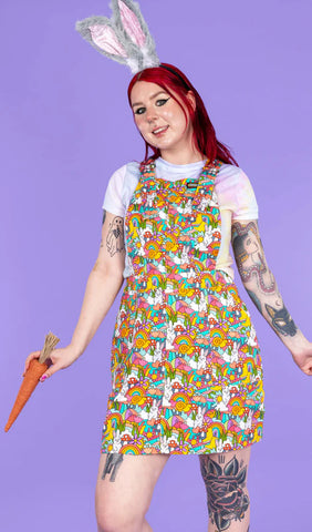 Some Bunny Loves You Stretch Twill Pinafore Dress - Run & Fly