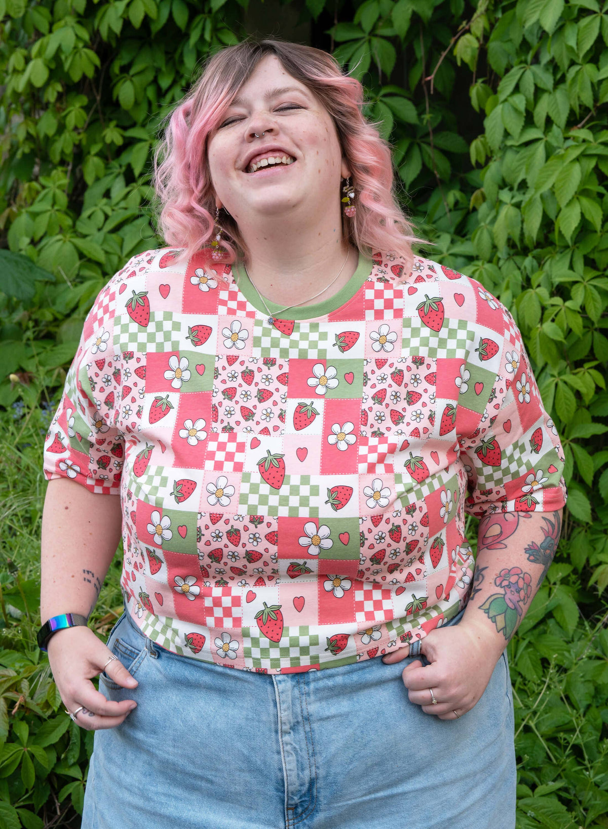 Strawberry Picnic Cropped Boxy Tee - Rebel Romance