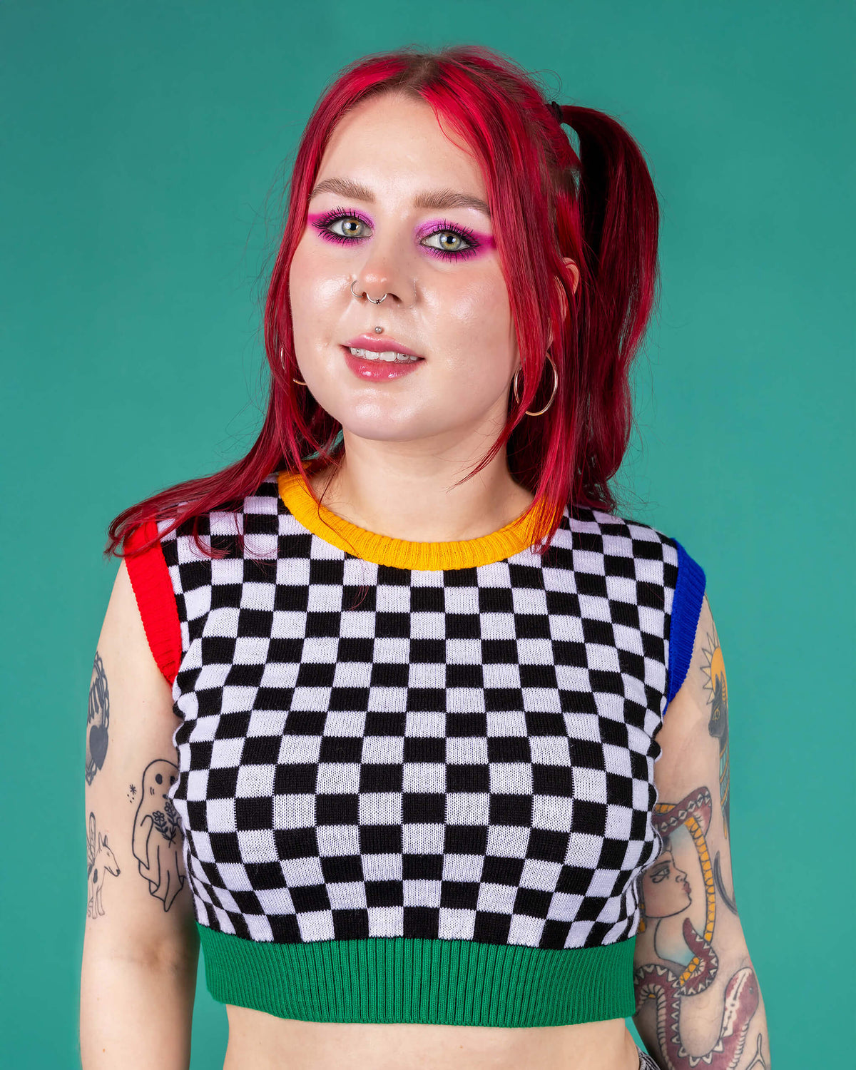 Colour Block Cropped Knitted Tank Top - Run & Fly