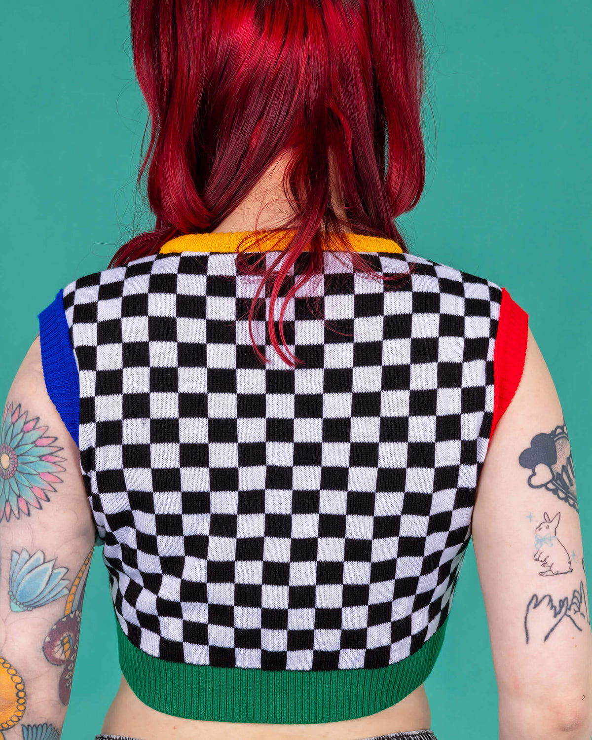 Colour Block Cropped Knitted Tank Top - Run & Fly