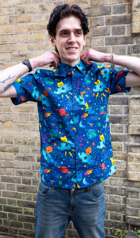 Dogs in Space Short Sleeve Shirt - Run & Fly