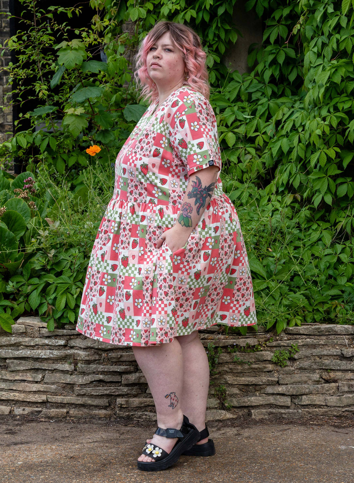 Strawberry Picnic Stretch Smock Dress - Rebel Romance