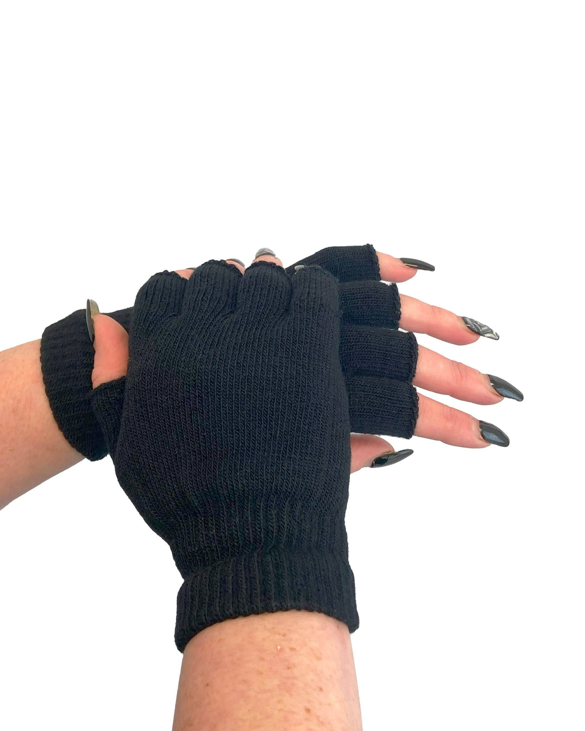 Knitted Black Fingerless Gloves