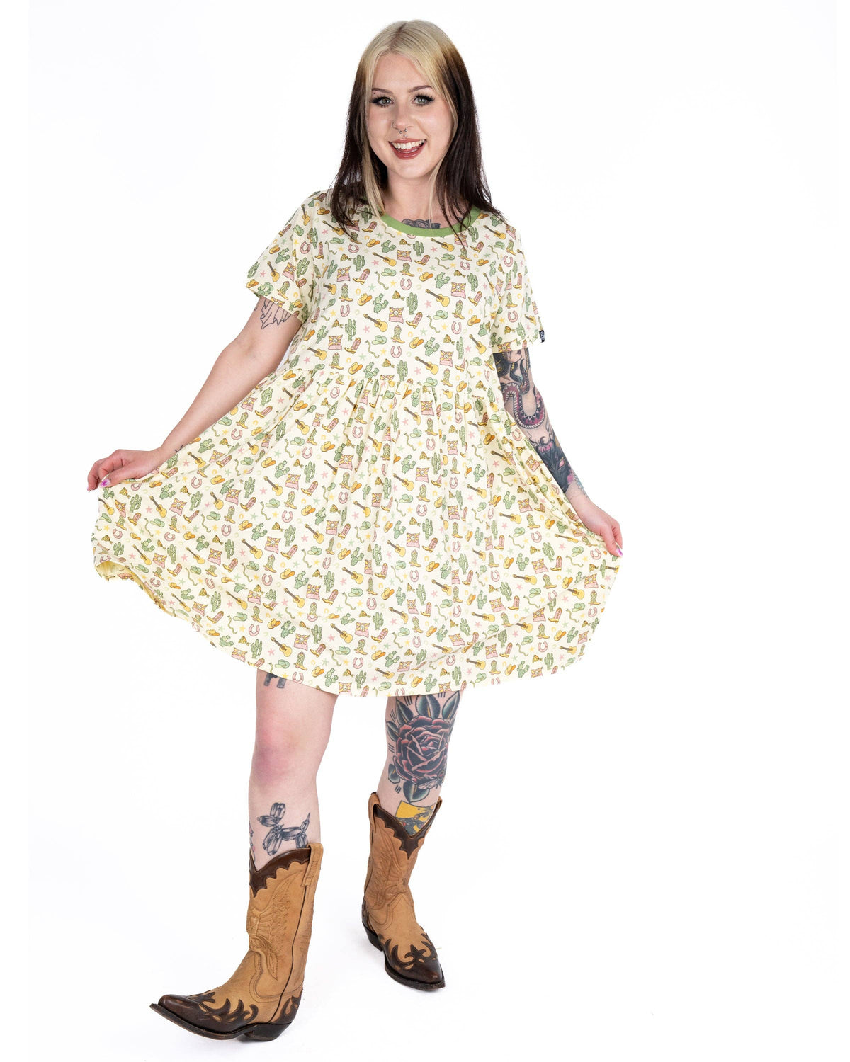 Rebel Romance x Yasmin Cousins Cowboy Stretch Smock Dress