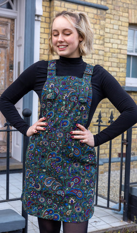 Forest Green Paisley Pinafore - Run & Fly